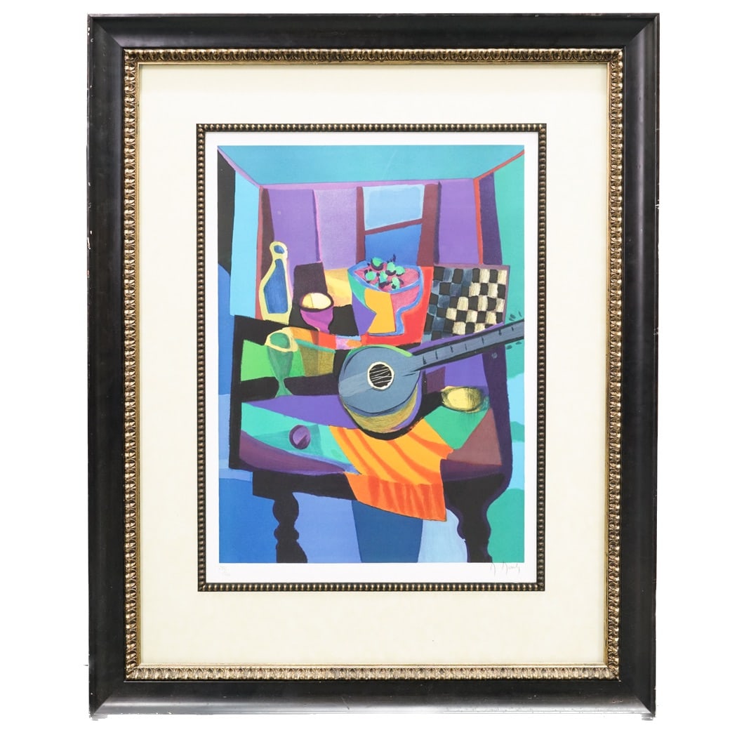 Marcel Mouly (French, 1918-2008) Large "Still Life with Guitar" Lithograph (1 of 5)