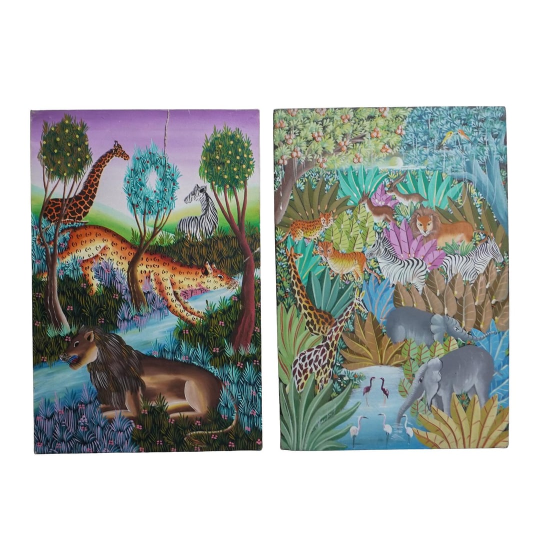 (2 Pc) Signed Haitian Folk Art Paintings (1 of 6)