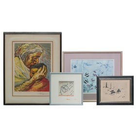 (4 pcs) Signed Lithograph, Prints, and Engravings