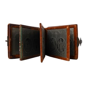 Antique Stations of the Cross Religious Pocket Shrine