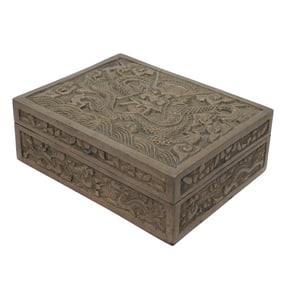 Vintage Bronze Chinese Embossed Dragon Box