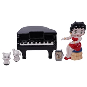 (5pc) Porcelain Betty Boop & Mickey Mouse Watch Grouping