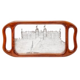 Hotel Des Bains Sterling Silver and Wooden Tray