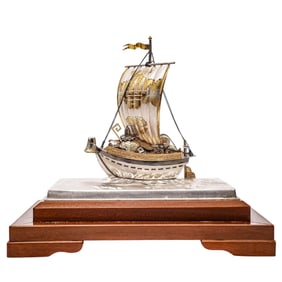 Meiji Japanese Silver and Gilt “Takarabune” Treasure Ship