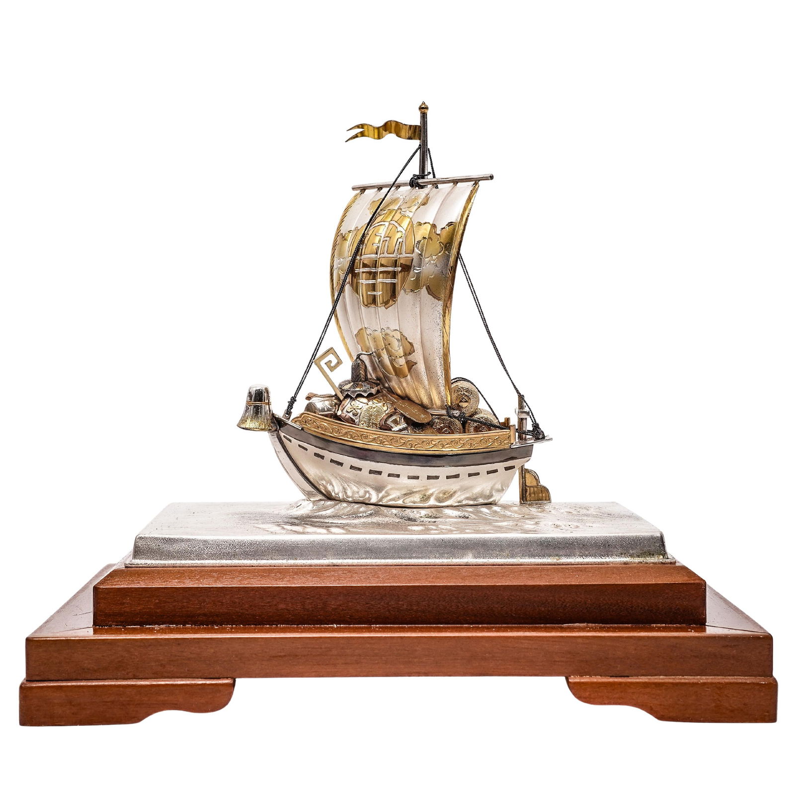 Meiji Japanese Silver and Gilt “Takarabune” Treasure Ship (1 of 2)