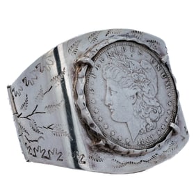 Navajo Morgan Silver Dollar Cuff Bracelet