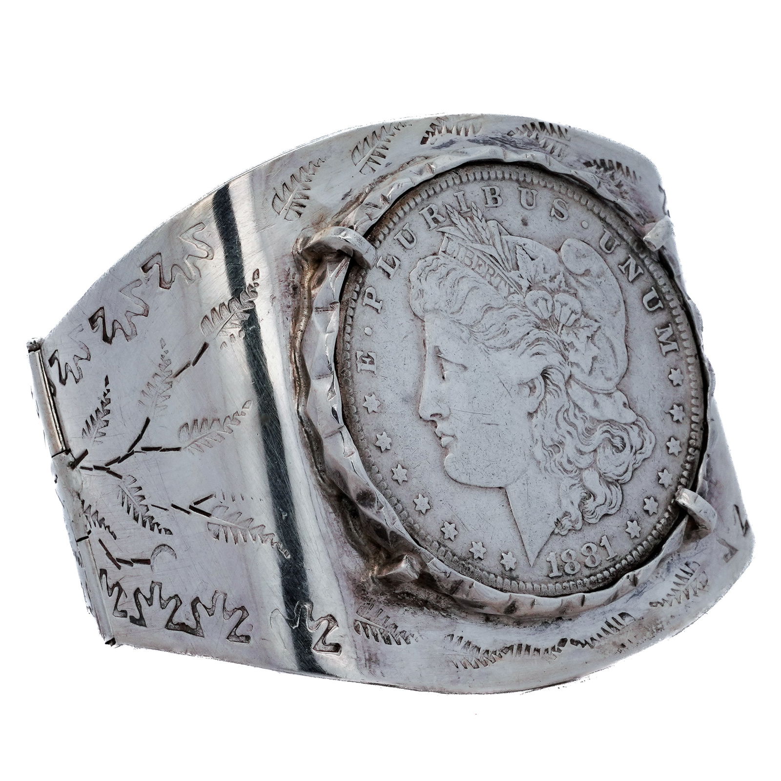 Navajo Morgan Silver Dollar Cuff Bracelet (1 of 6)