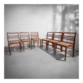(6 pcs) Rene Gabriel (French, 1890-1950) Reconstruction Era Beech Stackable Dining Chairs