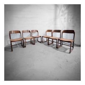 (6 pcs) Baumann French Modern "Traineau" Woven Chairs