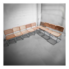 (10 pcs) Marcel Breuer (Hungarian/American, 1902-1981) Beech & Cane "Cesca" Chairs