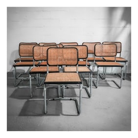 (12 pcs) Marcel Breuer (Hungarian/American, 1902-1981) Beech & Cane "Cesca" Chairs