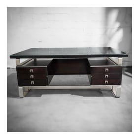Abondi Italian Wood and Black Metal Writing Desk