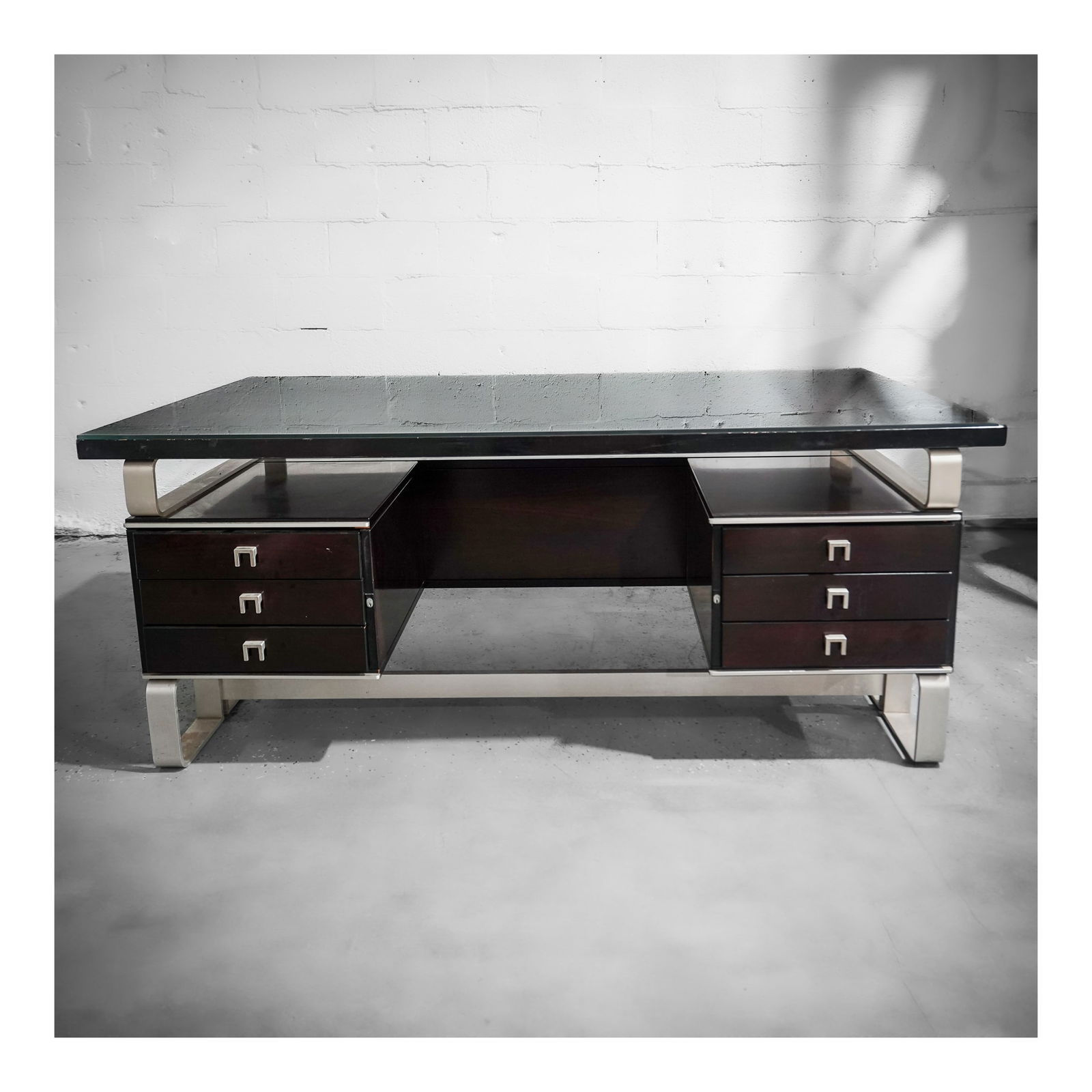 Abondi Italian Wood and Black Metal Writing Desk (1 of 6)