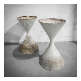 Pair of Willy Guhl (Swiss, 1915-2004) Concrete "Diablo" Planters
