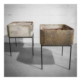 Pair of Willy Guhl (Swiss, 1915-2004) Painted Concrete Square Planters