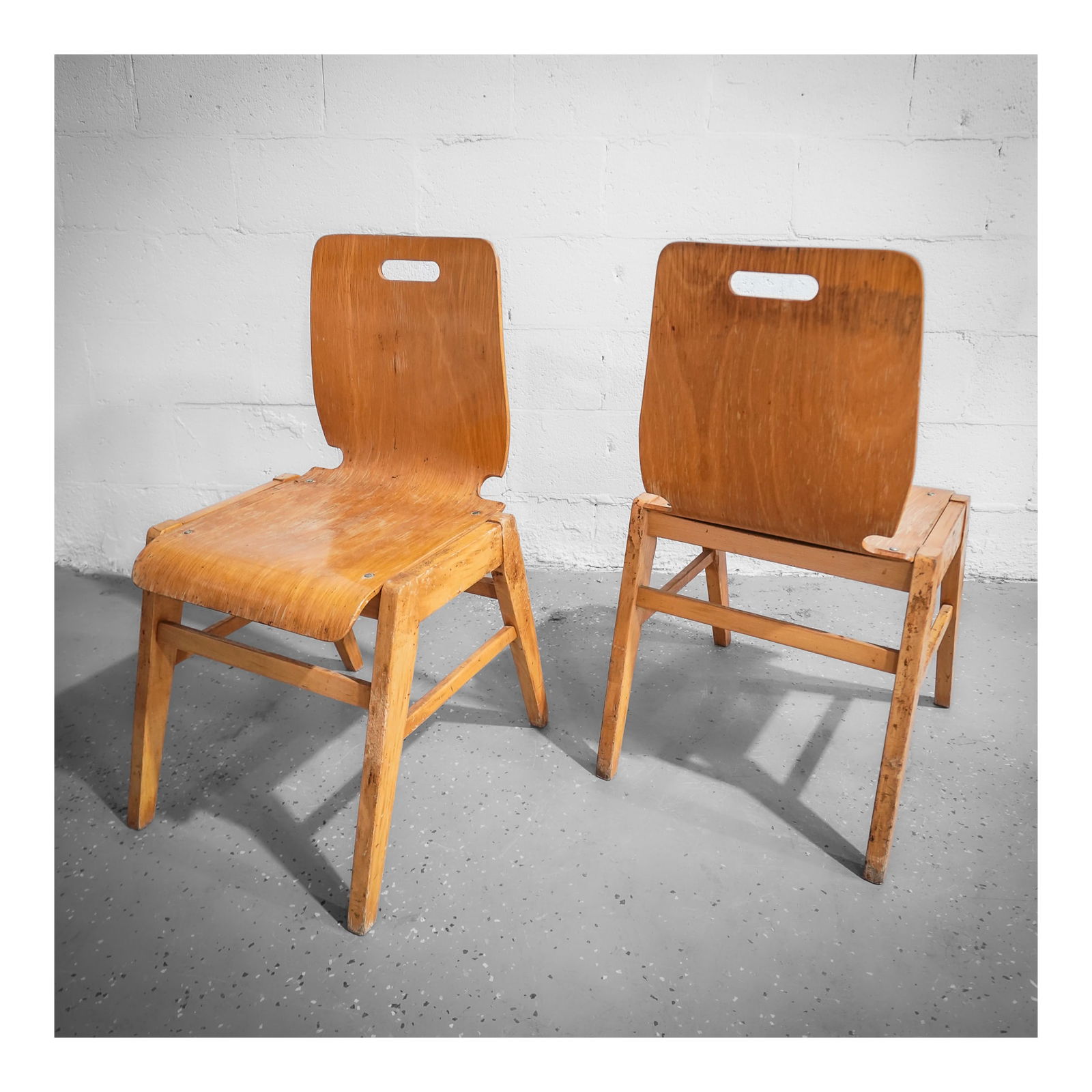 Pair of MCM Jean Prouve (French, 1901-1984) Wooden Dining Chairs (1 of 9)