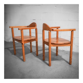 Pair of Rainer Daumiller (German, 1939-2022) Pitch Pine Armchairs