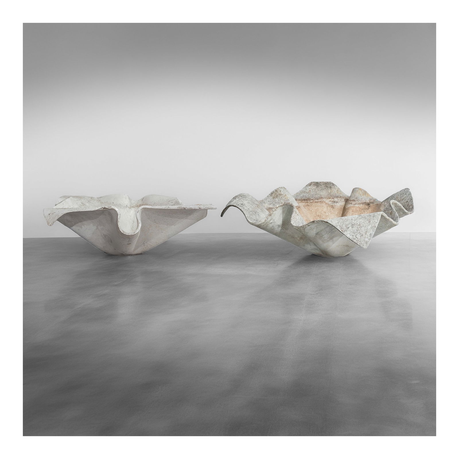 Pair of Willy Guhl (Swiss, 1915-2004) Large Concrete "Elephant Ear" Planters (1 of 8)