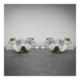 Pair of Willy Guhl (Swiss, 1915-2004) Large Concrete "Elephant Ear" Planters