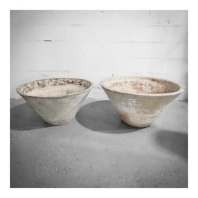 Pair of Willy Guhl (Swiss, 1915-2004) Conical Concrete Planters