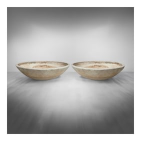 Pair of Round Willy Guhl (Swiss, 1915-2004) Concrete Planters