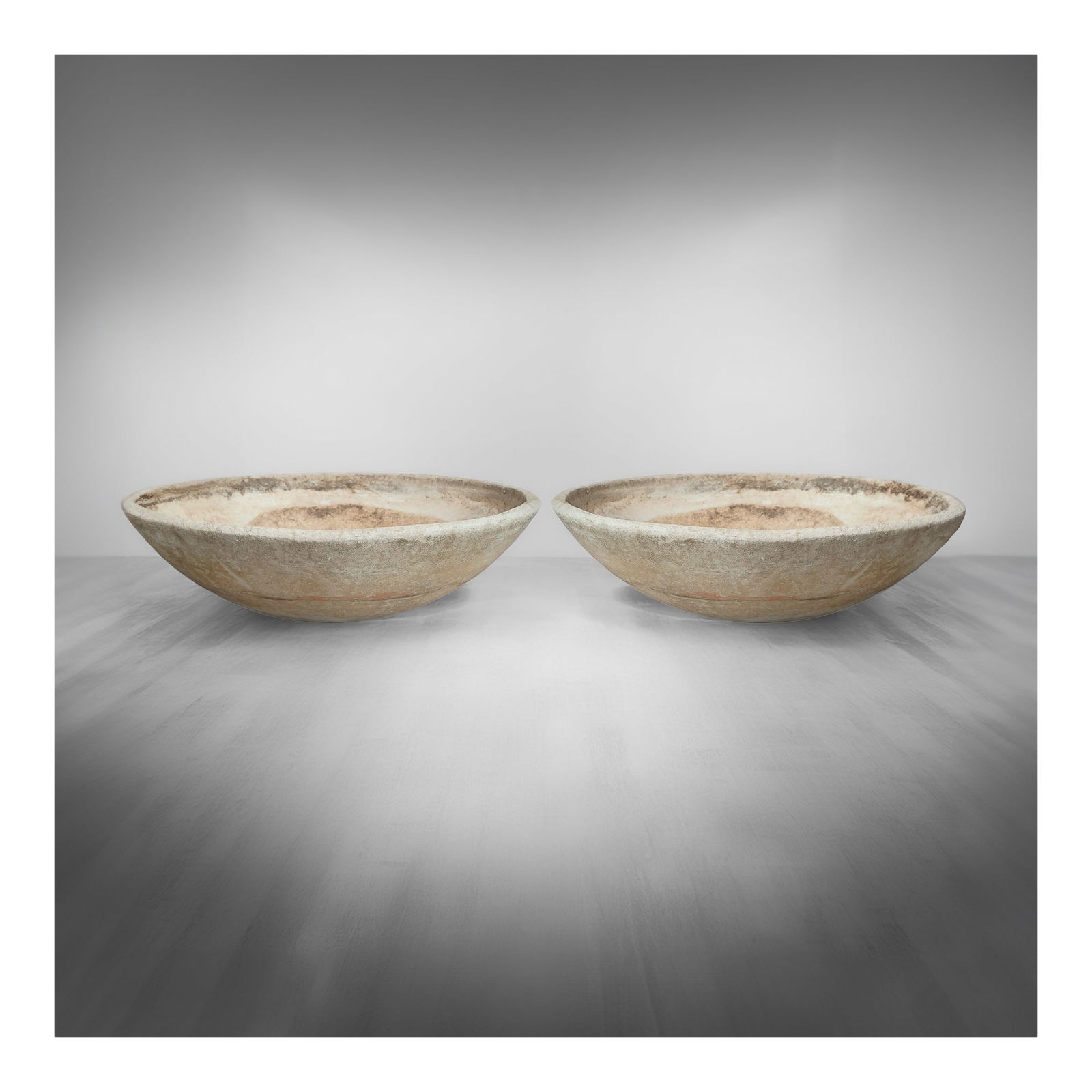 Pair of Round Willy Guhl (Swiss, 1915-2004) Concrete Planters (1 of 4)
