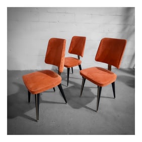 (3 pcs) MCM Umberto Mascagni Orange Upholstered Chairs