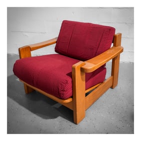 Maison Regain Solid Elm Red Upholstered Armchair