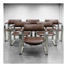 (8Pc) Eero Aarnio Mid Century Modern Chrome Armchairs Mobel Italia