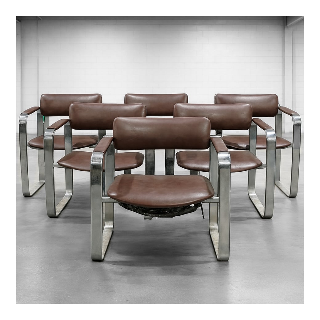(8Pc) Eero Aarnio Mid Century Modern Chrome Armchairs Mobel Italia (1 of 7)