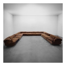 Alberto Rosselli for Saporiti 'Confidential' Suede Double Corner Sectional Sofa