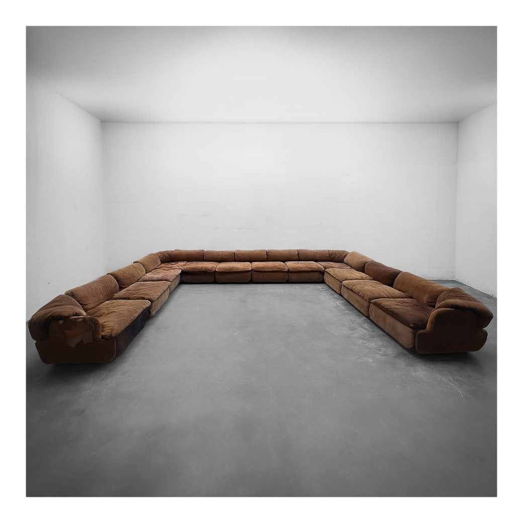 Alberto Rosselli for Saporiti 'Confidential' Suede Double Corner Sectional Sofa (1 of 7)