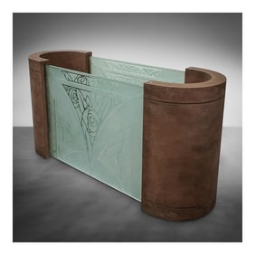 Mid Century Frosted Etched Glass Dinning Table Base