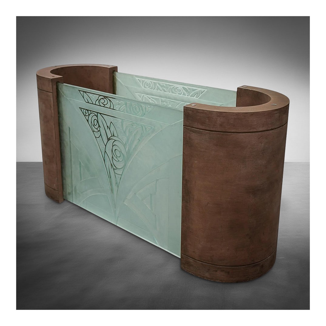 Mid Century Frosted Etched Glass Dinning Table Base (1 of 9)