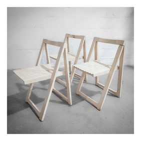 (3 pcs) Aldo Jacober (Italian, b. 1939) Italian White Wooden Folding Chairs