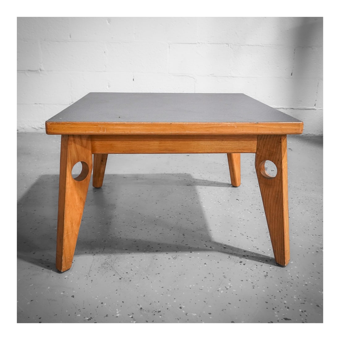 Vintage MCM French Baumann Wooden Side Table with Cut Out Legs (1 of 5)