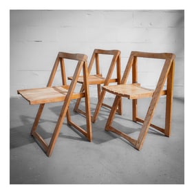 (3 pcs) Aldo Jacober (Italian, b. 1939) "Trieste" Wooden Folding Chairs