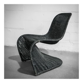 Verner Panton (Danish, 1926-1998) Black Rattan Sculptural Armchair