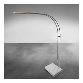 Bruno Gecchelin (Italian, b. 1939) for Skipper Floor Lamp in Chrome Metal, Marble