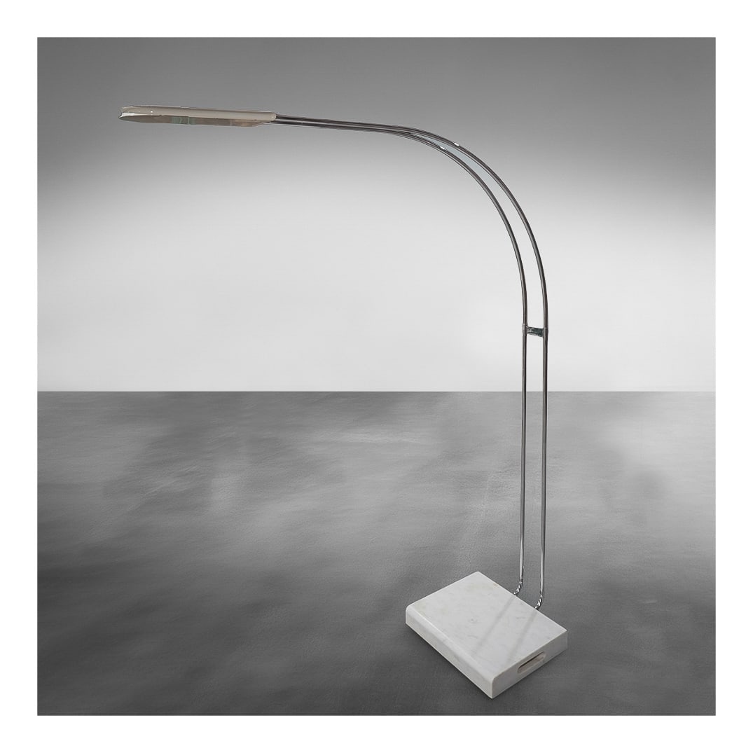 Bruno Gecchelin (Italian, b. 1939) for Skipper Floor Lamp in Chrome Metal, Marble: Bruno Gecchelin (Italian, b. 1939) for Skipper Floor Lamp in Chrome Metal, Marblecirca 1970, ItalianA marble, chrome, and lacquered metal floor lamp by designer Bruno Gecchelin (Italian, b. 1939) for