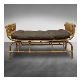 Franco Albini Mid Century Bamboo Rattan Bench