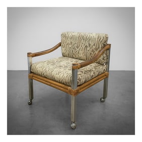 Adrian Pearsall X Four Seasons Rattan Furniture Inc. Bamboo Rattan & Chrome Armchair