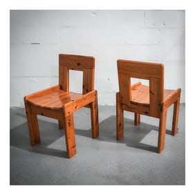 Silvio Coppola (Italian, 1920-1985) Brutalist Pine Wood Chairs