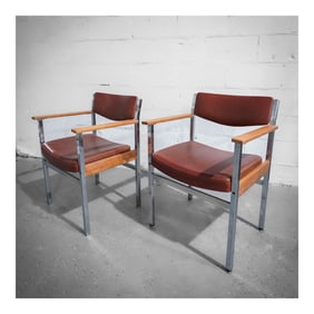 Pair of Thereca Cognac Leather Office Armchairs