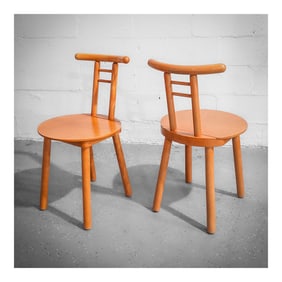 Pair of Memphis Group Postmodern Wooden Chairs