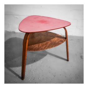 Hugues Steiner (French, 1926-1991) MCM "Bow Wood" Tripod Coffee Table