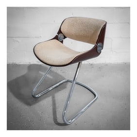 Etienne Fermigier (French, 1932-1973) "Cosmos" Brushed Aluminum and Wool Chair