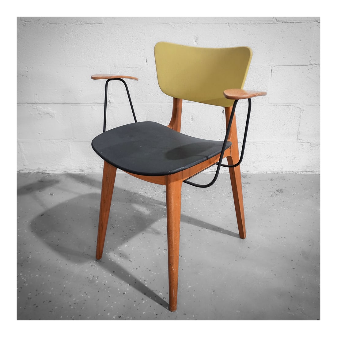 Roger Landault (French, 1919-1983) Metal and Vinyl Wood Chair (1 of 7)