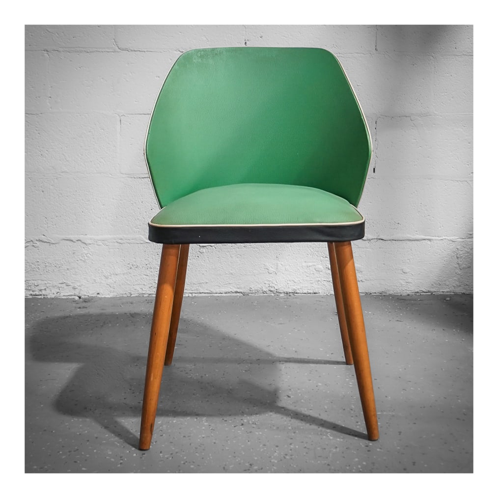 Baumann Green and Black Vinyl Chair w/ Compass Legs (1 of 10)