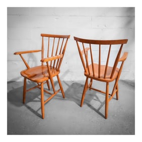 Pair of Vintage French Wooden Chalet Armchairs